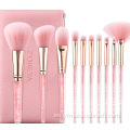 Herramienta de maquillaje rosa 10pcs maquillaje conjunto de cepillos